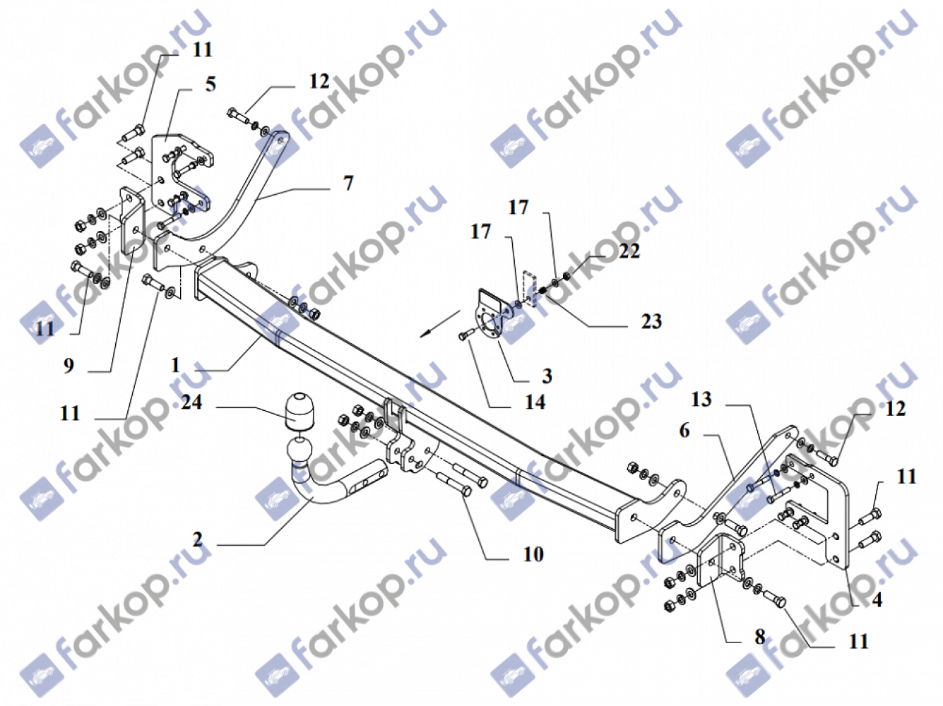 Фаркоп Auto-Hak для Peugeot 407 (4 дв) 2004-2008 Арт. F 29 F 29 в 