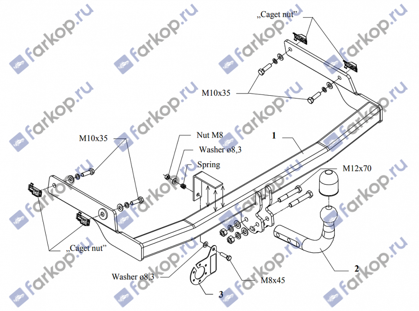 Фаркоп Auto-Hak для Peugeot 206 (3,5 дв) 1998-2009 Арт. F 27 F 27 в 