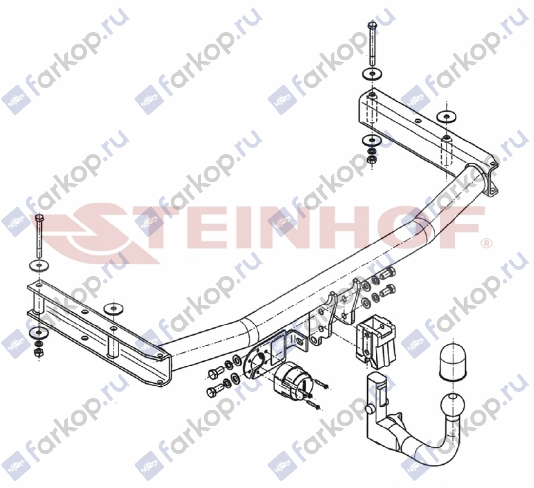 Фаркоп Steinhof для Audi A4 (седан, универсал, Quattro) 2004-2007 Арт. A-085 A-085 в 