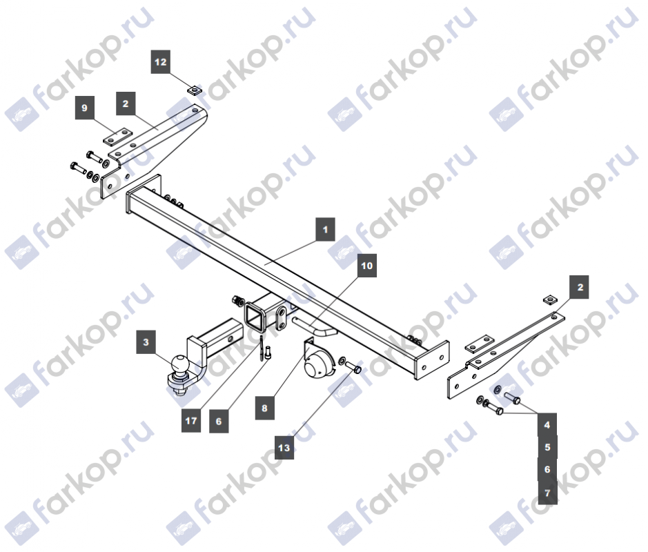 Фаркоп Baltex для Toyota Land Cruiser J80 1990-1997 Арт. Y11 Y11 в 