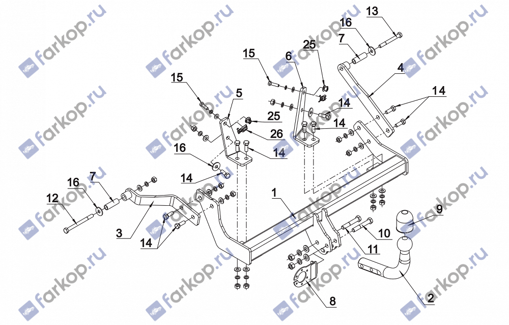 Фаркоп Auto-Hak для Renault Scenic 1996-2003 G 25 в 