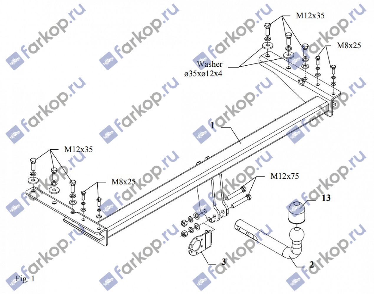 Фаркоп Auto-Hak для Subaru Legacy Outback 1998-2004 SU 43 в 