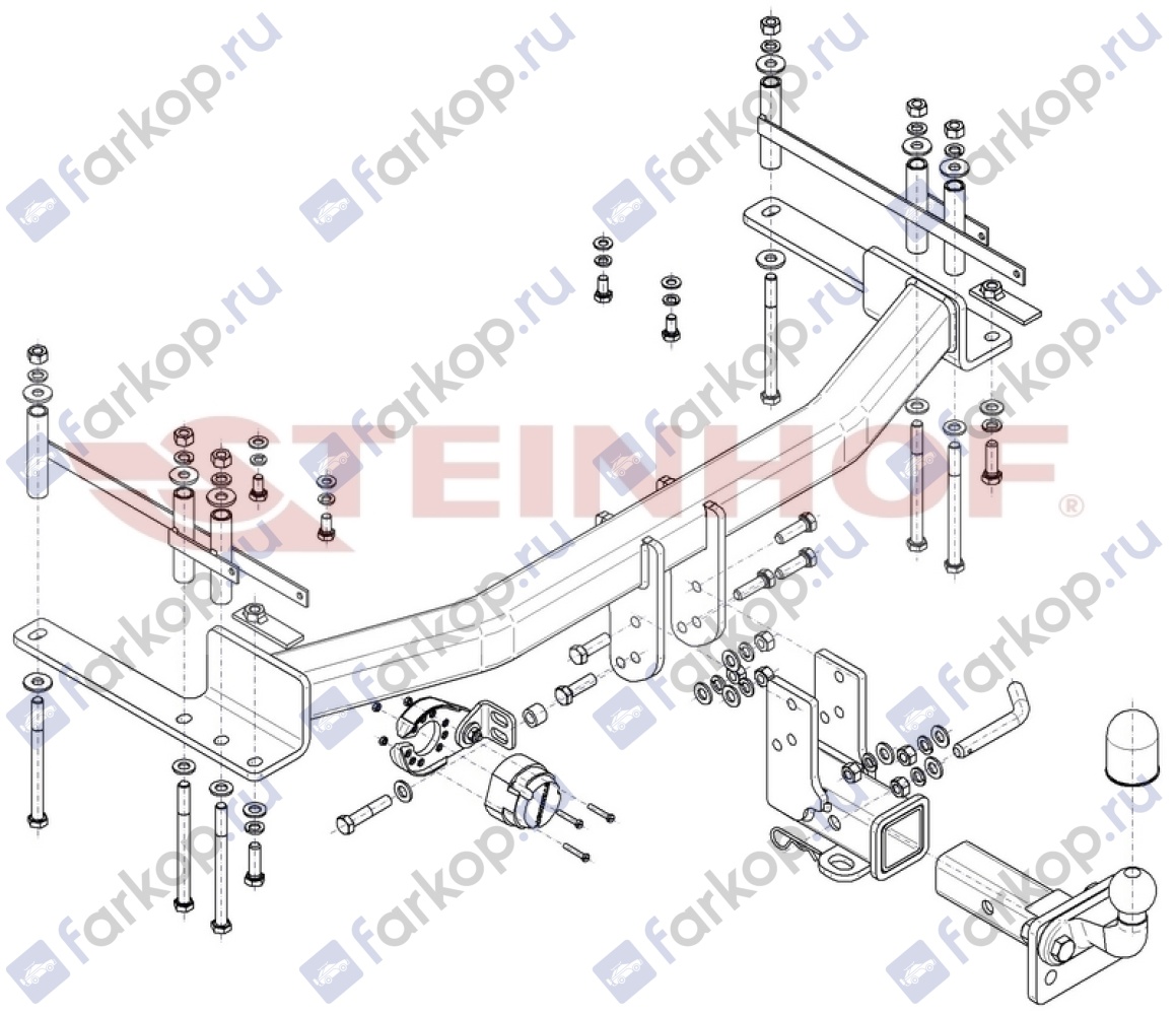 Фаркоп Steinhof для Ssang Yong Musso 2WD/4WD 2018- S-477 в 