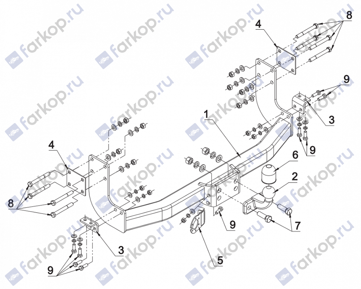 Фаркоп Auto-Hak для Mercedes Sprinter 1995-2006, (3,55м/4,025м без ступ, одинар и двойные колеса) D 13 в 