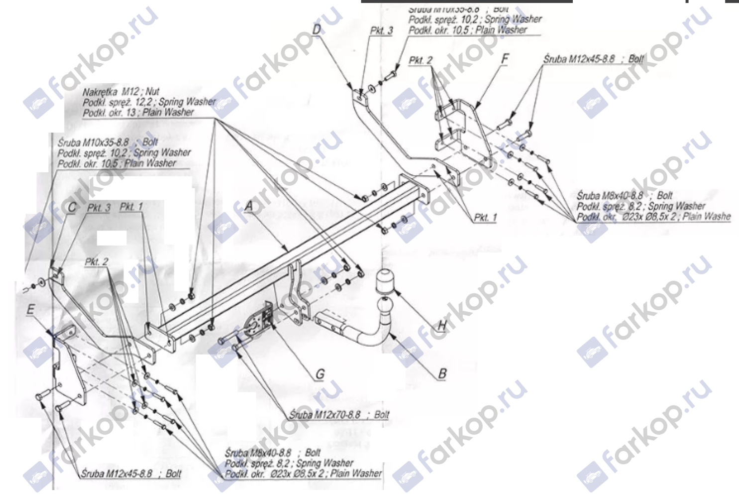 Фаркоп Imiola для Peugeot 508 (седан) 2011-2018, (кроме GT, HDI 2.2L) Арт. P.039 P.039 в 