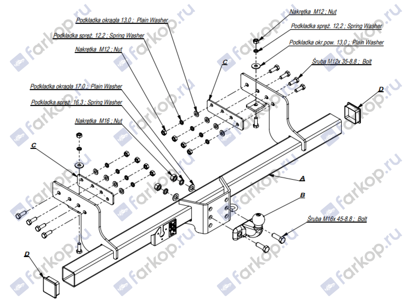 Фаркоп Imiola для Mitsubishi L200 1996-2006 Арт. Y.009 Y.009 в 